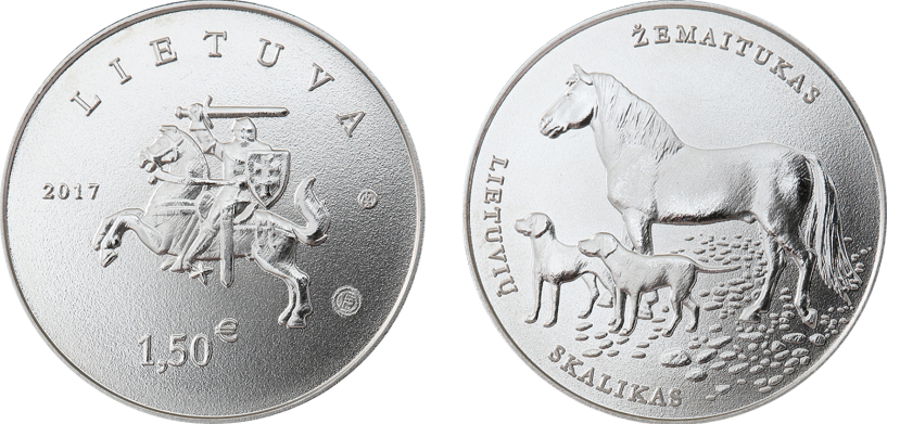 Lietuva 2017 1.5 euro Lietuvių skalikui ir žemaitukui Lietuva 2017 1.5 euro Lietuvių skalikui ir žemaitukui